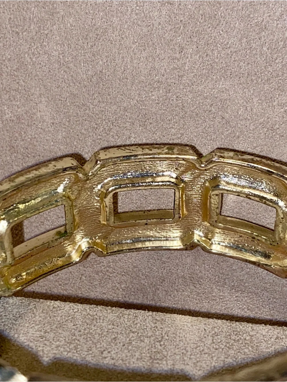 Vintage Cream Enamel Gold Link Statement Cuff Bracelet